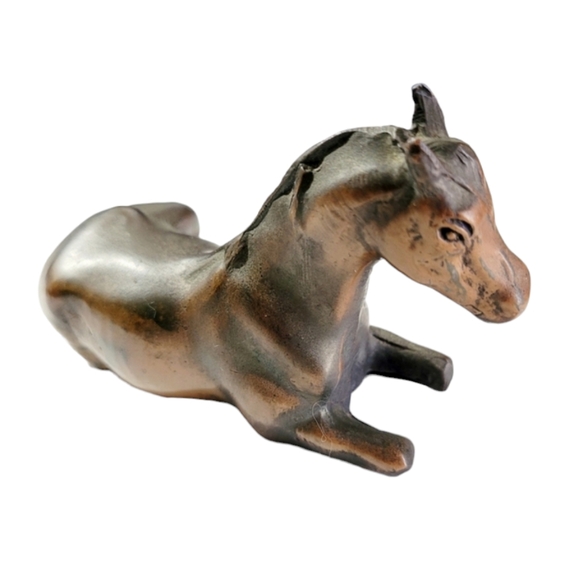 Vintage Bronze Resting Horse Sculture, Equine Figurine 5"L x 3"H - Picture 4 of 11